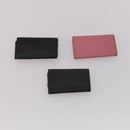 PRADA Key Case Saffiano leather 10 Set Black Beige Auth CB308-14