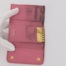 PRADA Key Case Saffiano leather 10 Set Black Beige Auth CB308-17