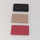 PRADA Key Case Saffiano leather 10 Set Black Beige Auth CB308-3