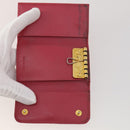 PRADA Key Case Saffiano leather 10 Set Black Beige Auth CB308-4