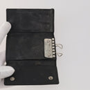 PRADA Key Case Saffiano leather 10 Set Black Beige Auth CB308-6
