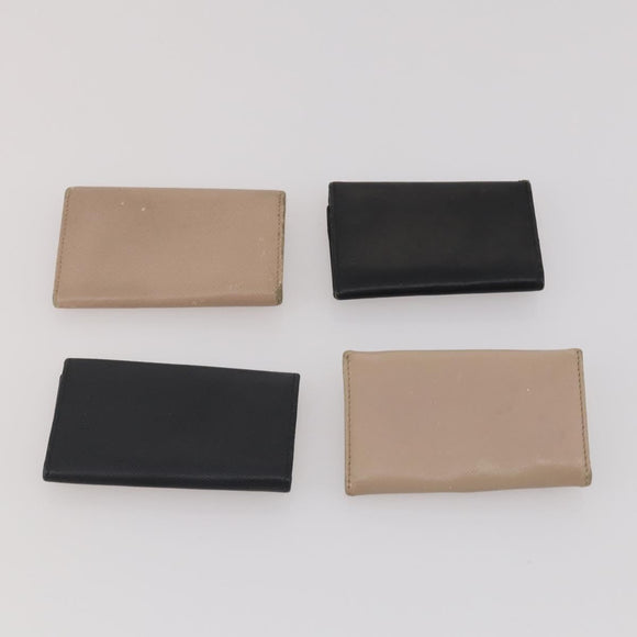 PRADA Key Case Saffiano leather 10 Set Black Beige Auth CB308