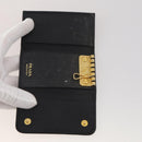 PRADA Key Case Saffiano leather 10 Set Black Beige Auth CB308-9