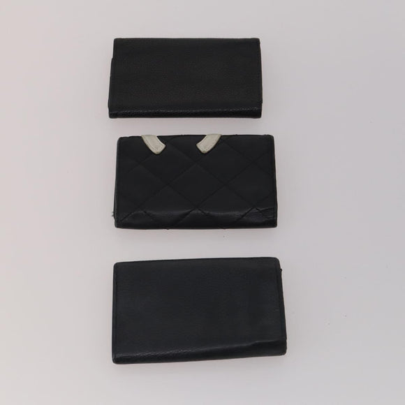 CHANEL Key Case Leather Caviar Skin 10 Set Pink Black purple CC Auth CB309