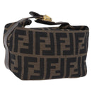 FENDI Zucca Canvas Pouch Black Brown Auth CB310-1