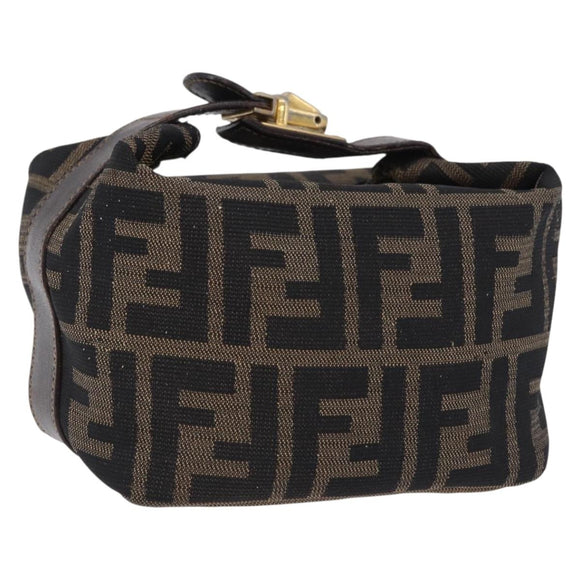 FENDI Zucca Canvas Pouch Black Brown Auth CB310