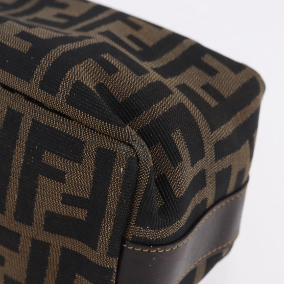 FENDI Zucca Canvas Pouch Black Brown Auth CB310
