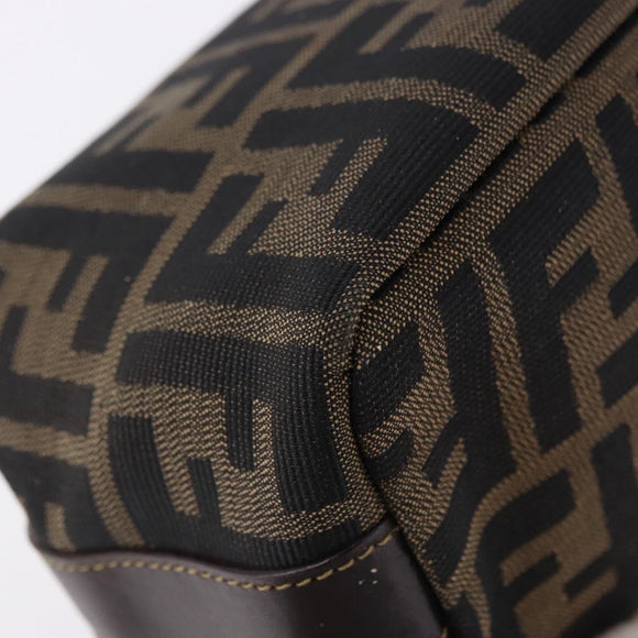 FENDI Zucca Canvas Pouch Black Brown Auth CB310