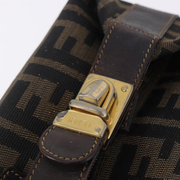 FENDI Zucca Canvas Pouch Black Brown Auth CB310
