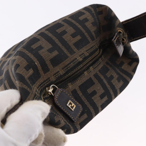 FENDI Zucca Canvas Pouch Black Brown Auth CB310