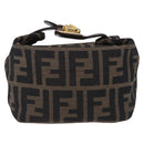 FENDI Zucca Canvas Pouch Black Brown Auth CB310-13