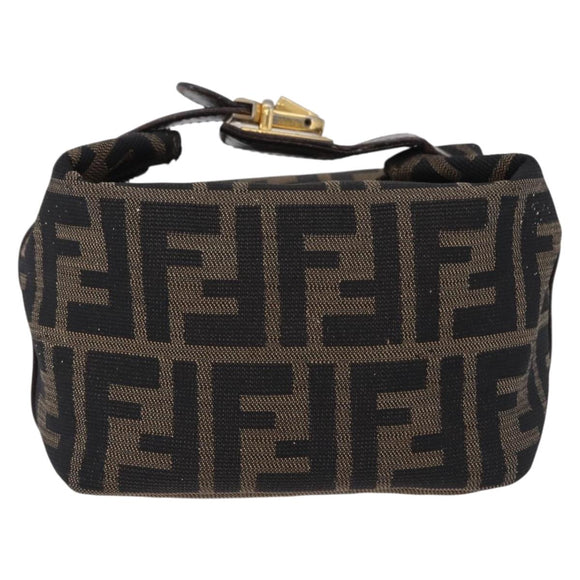 FENDI Zucca Canvas Pouch Black Brown Auth CB310