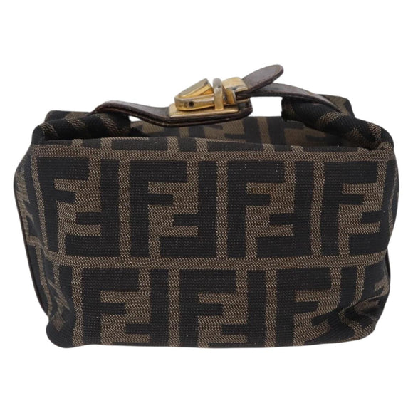 FENDI Zucca Canvas Pouch Black Brown Auth CB310