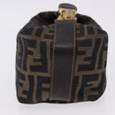 FENDI Zucca Canvas Pouch Black Brown Auth CB310-3