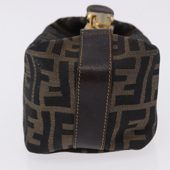 FENDI Zucca Canvas Pouch Black Brown Auth CB310