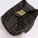 FENDI Zucca Canvas Pouch Black Brown Auth CB310-6