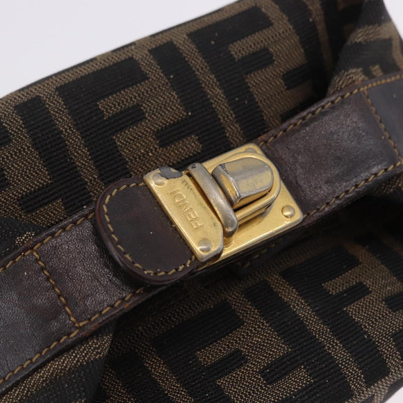 FENDI Zucca Canvas Pouch Black Brown Auth CB310