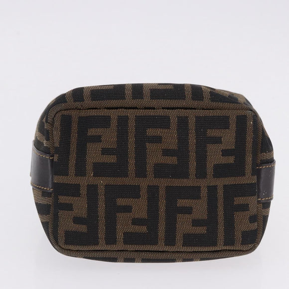 FENDI Zucca Canvas Pouch Black Brown Auth CB310