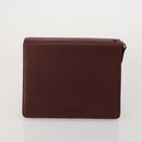 CARTIER Clutch Bag Leather 3 Set Bordeaux Gold Tone Auth CB311-10