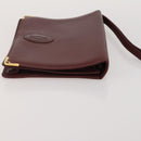 CARTIER Clutch Bag Leather 3 Set Bordeaux Gold Tone Auth CB311-11