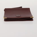 CARTIER Clutch Bag Leather 3 Set Bordeaux Gold Tone Auth CB311-14