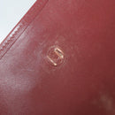 CARTIER Clutch Bag Leather 3 Set Bordeaux Gold Tone Auth CB311-15