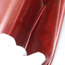 CARTIER Clutch Bag Leather 3 Set Bordeaux Gold Tone Auth CB311-17