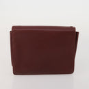 CARTIER Clutch Bag Leather 3 Set Bordeaux Gold Tone Auth CB311-19