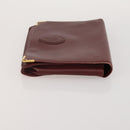 CARTIER Clutch Bag Leather 3 Set Bordeaux Gold Tone Auth CB311-20