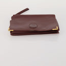 CARTIER Clutch Bag Leather 3 Set Bordeaux Gold Tone Auth CB311-23