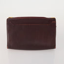 CARTIER Clutch Bag Leather 3 Set Bordeaux Gold Tone Auth CB311-3