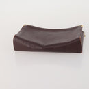CARTIER Clutch Bag Leather 3 Set Bordeaux Gold Tone Auth CB311-6