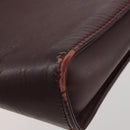 CARTIER Clutch Bag Leather 3 Set Bordeaux Gold Tone Auth CB311-7