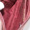 CARTIER Clutch Bag Leather 3 Set Bordeaux Gold Tone Auth CB311-8