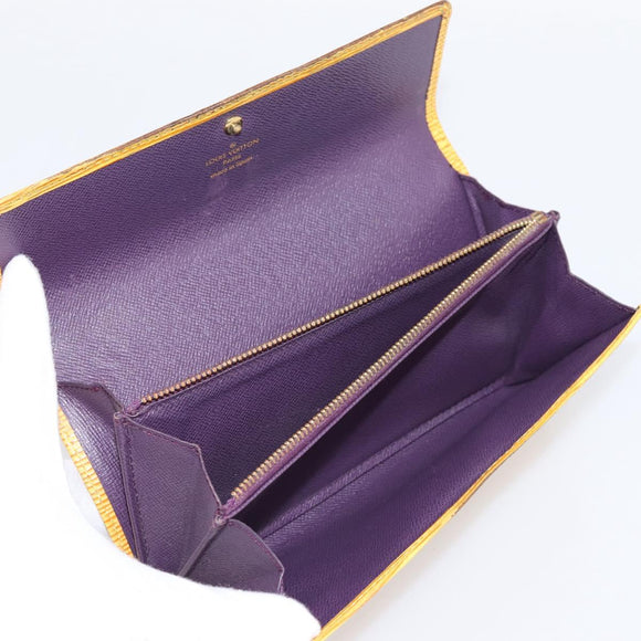 LOUIS VUITTON Epi Long Wallet 10 Set Black Brown Yellow LV Auth CB320