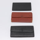 LOUIS VUITTON Epi Long Wallet 10 Set Black Brown Yellow LV Auth CB320-15