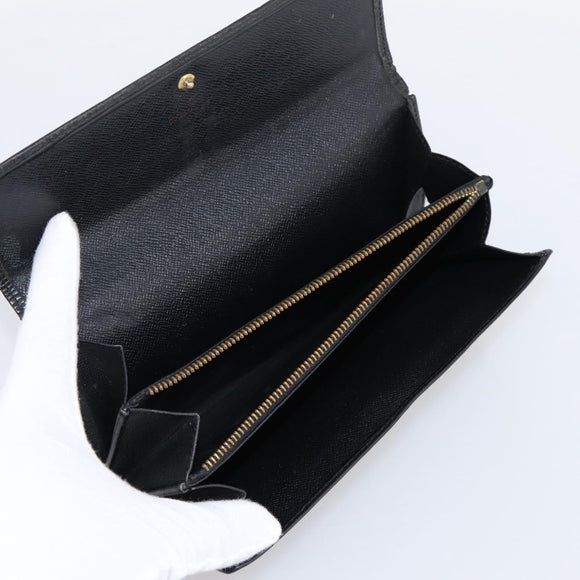 LOUIS VUITTON Epi Long Wallet 10 Set Black Brown Yellow LV Auth CB320