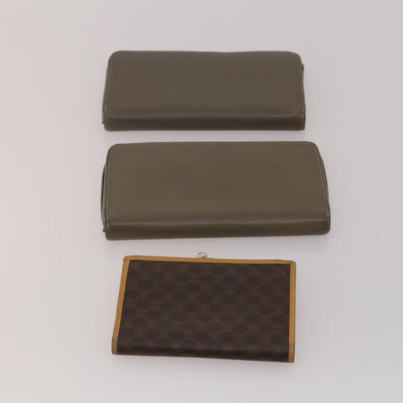 CELINE Macadam Canvas Wallet PVC Leather 10 Set Brown Beige Black Auth CB323
