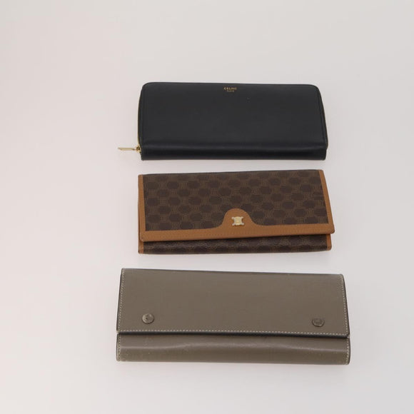 CELINE Macadam Canvas Wallet PVC Leather 10 Set Brown Beige Black Auth CB323