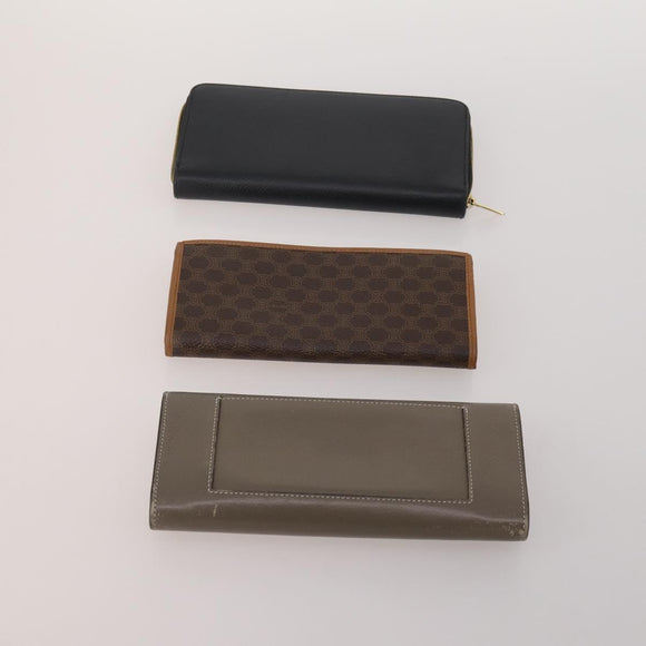 CELINE Macadam Canvas Wallet PVC Leather 10 Set Brown Beige Black Auth CB323