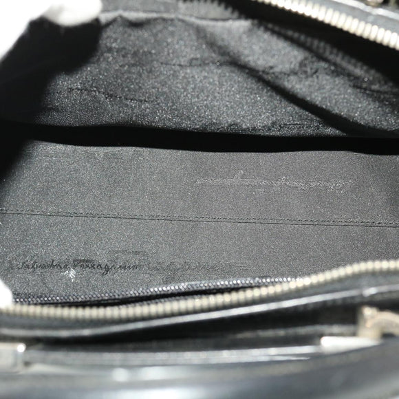 Salvatore Ferragamo Hand Bag Leather Black Auth cl501
