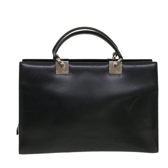 Salvatore Ferragamo Hand Bag Leather Black Auth cl501