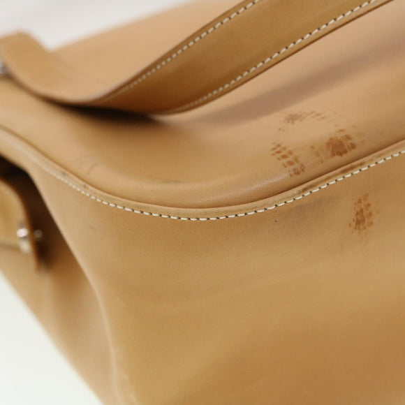 Salvatore Ferragamo Shoulder Bag Leather Beige Auth cl519