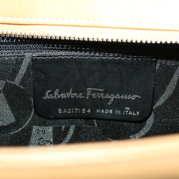 Salvatore Ferragamo Shoulder Bag Leather Beige Auth cl519
