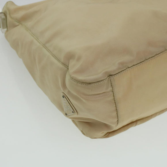 PRADA Shoulder Bag Nylon Beige Auth cl581