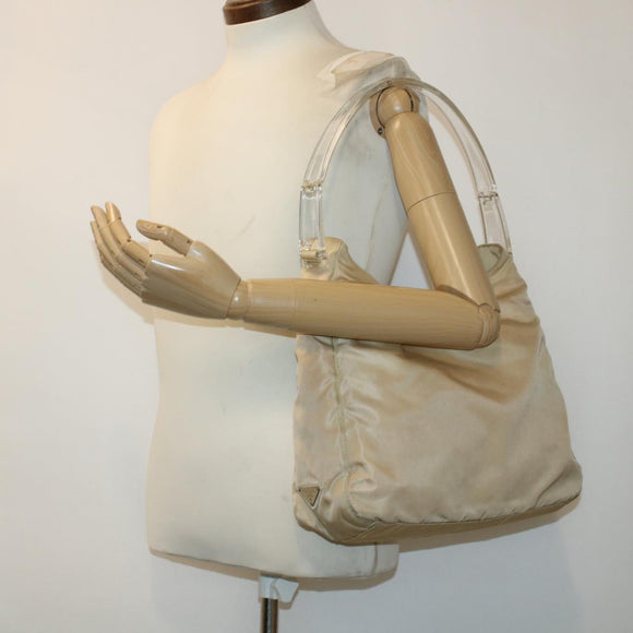 PRADA Shoulder Bag Nylon Beige Auth cl581