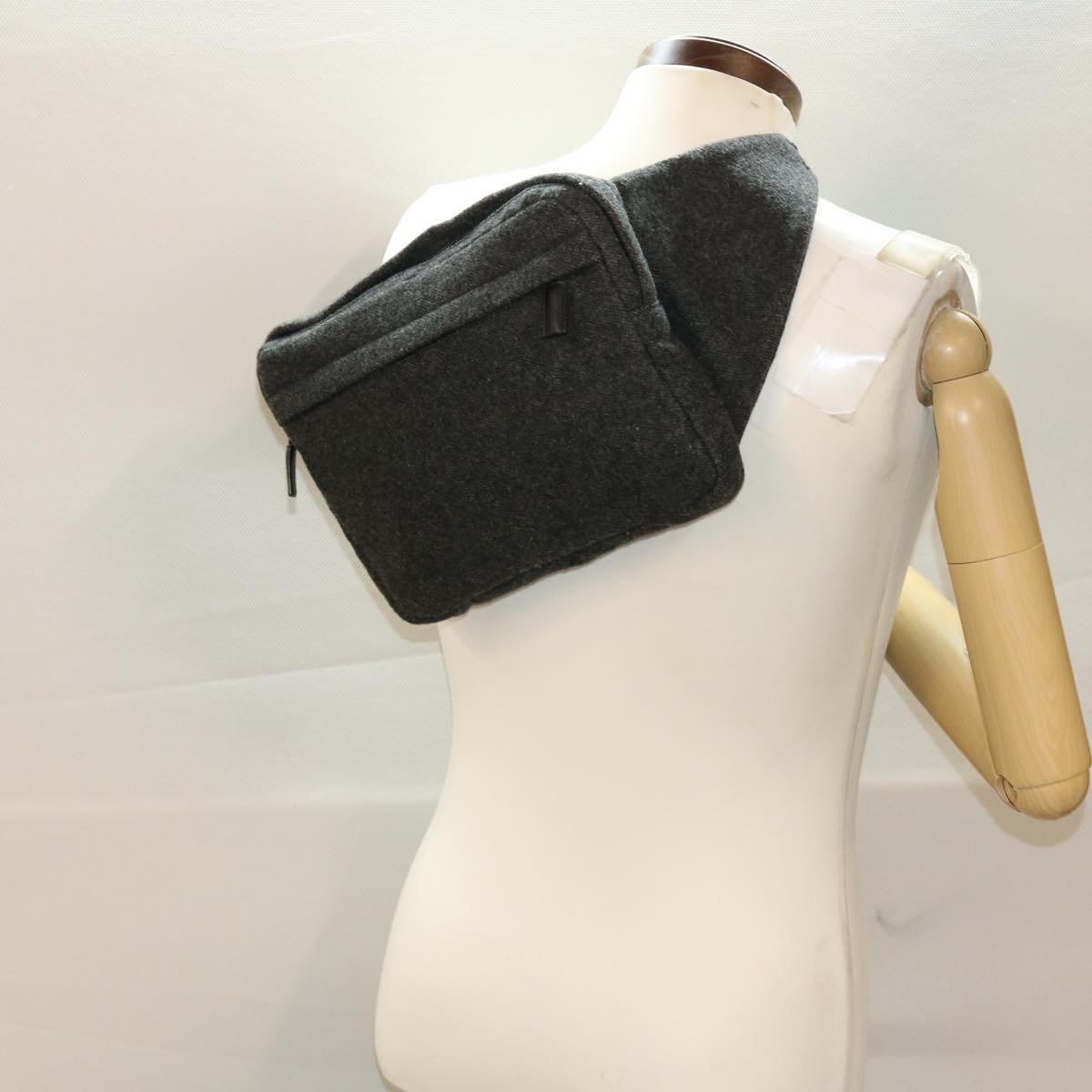 PRADA Waist bag Wool Gray Auth cl596