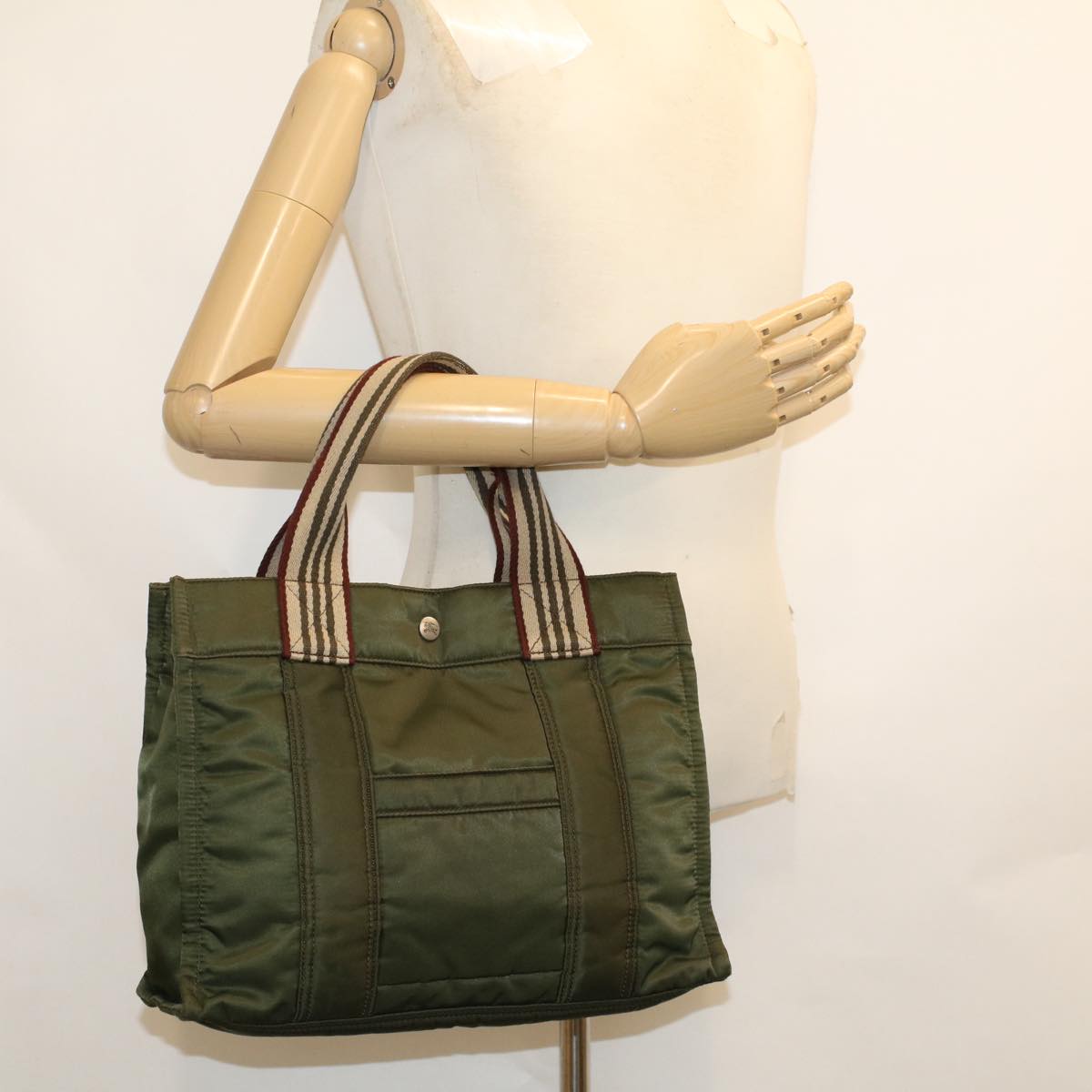 BURBERRY Blue Label Hand Bag Nylon Green Auth cl624