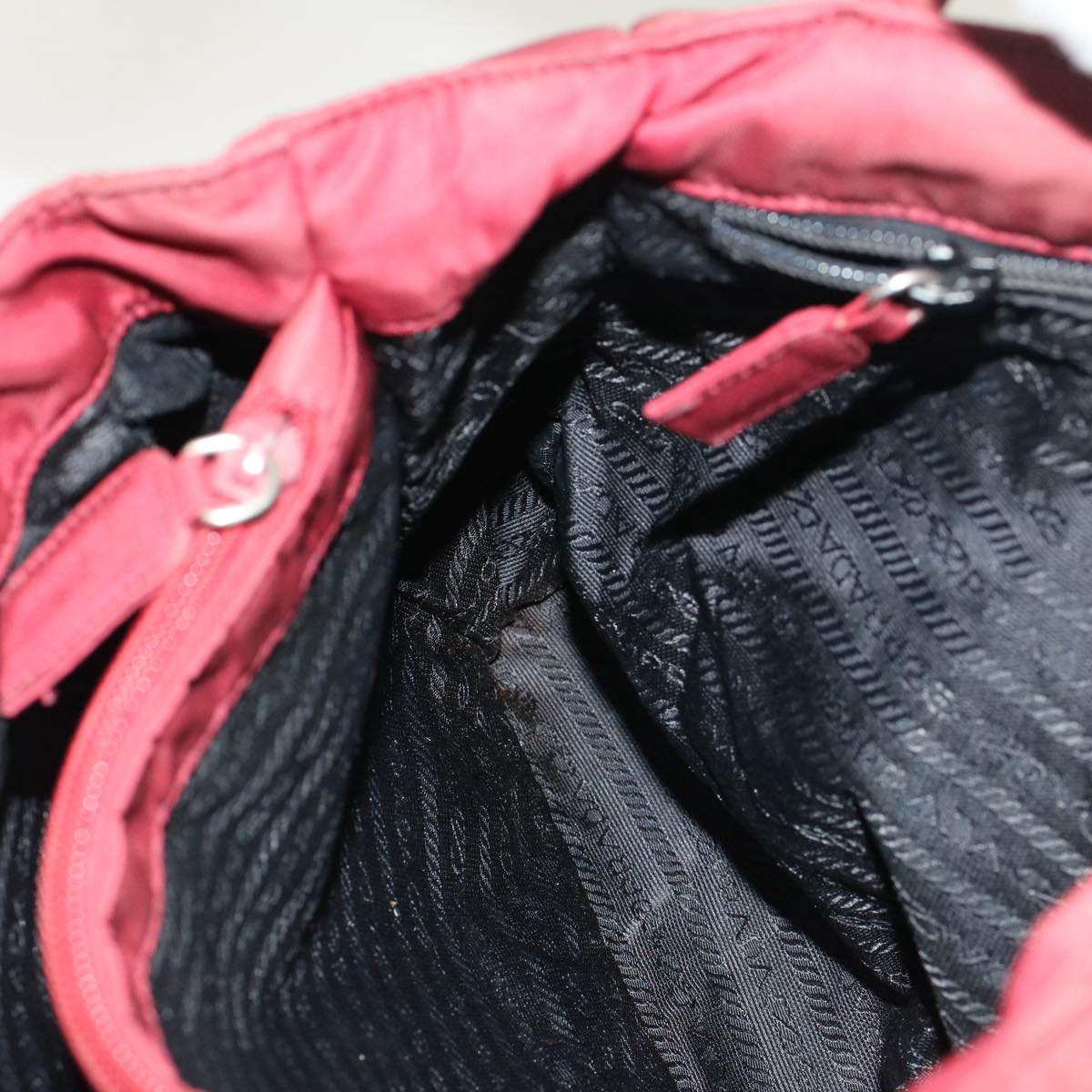 PRADA Hand Bag Nylon Red Auth cl678
