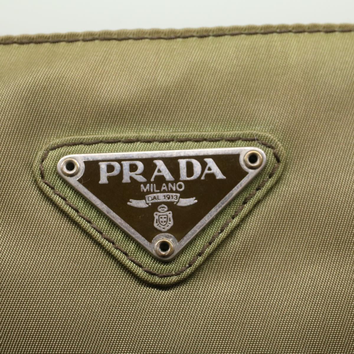 PRADA Hand Bag Nylon Khaki Auth cl685